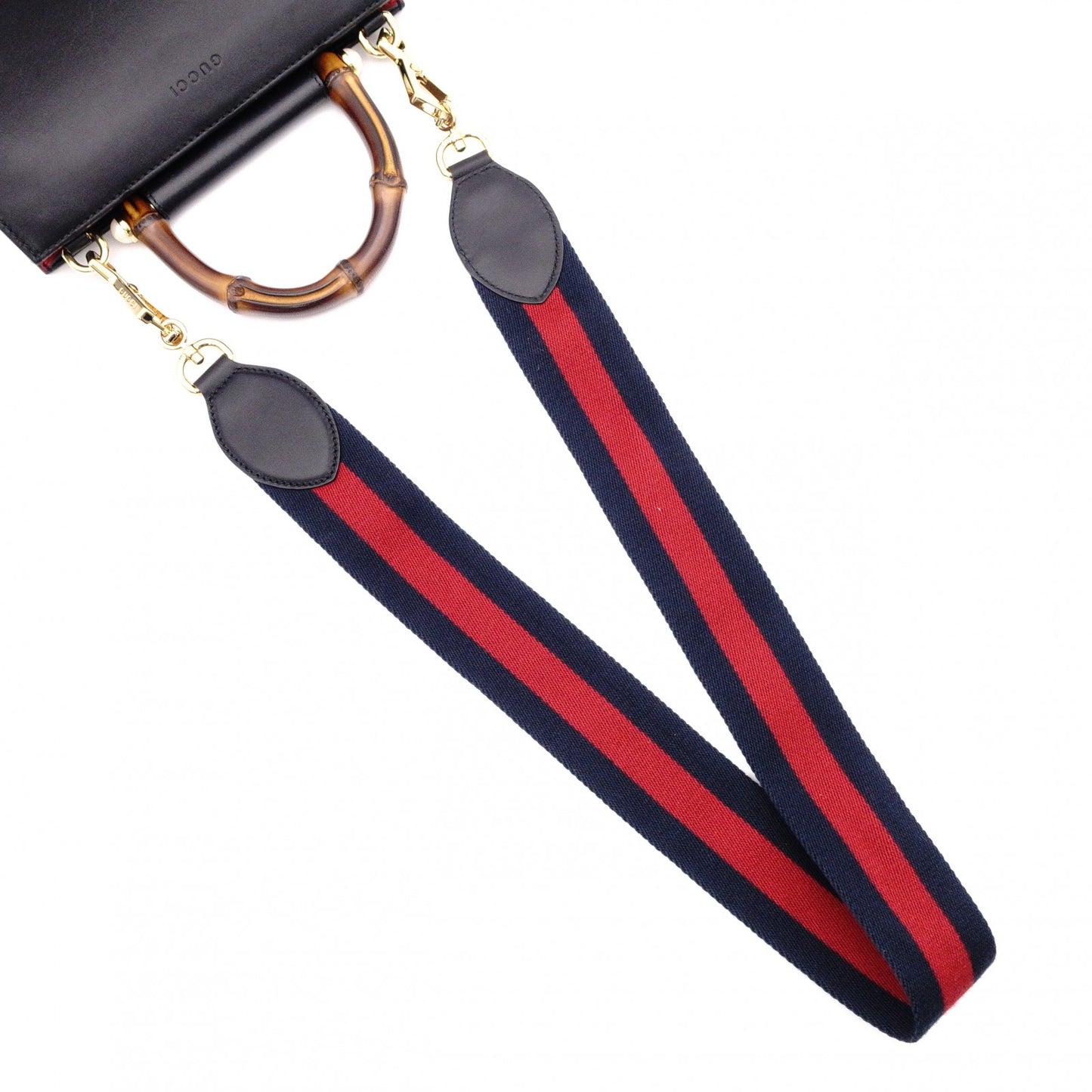 GUCCI Nimfair Bamboo Handbag, 2-Way Shoulder Bag, Leather, Black, Women's