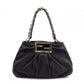 FENDI Mia Chain Bag Zucca Shoulder Bag Nylon/Cotton Black FF Logo