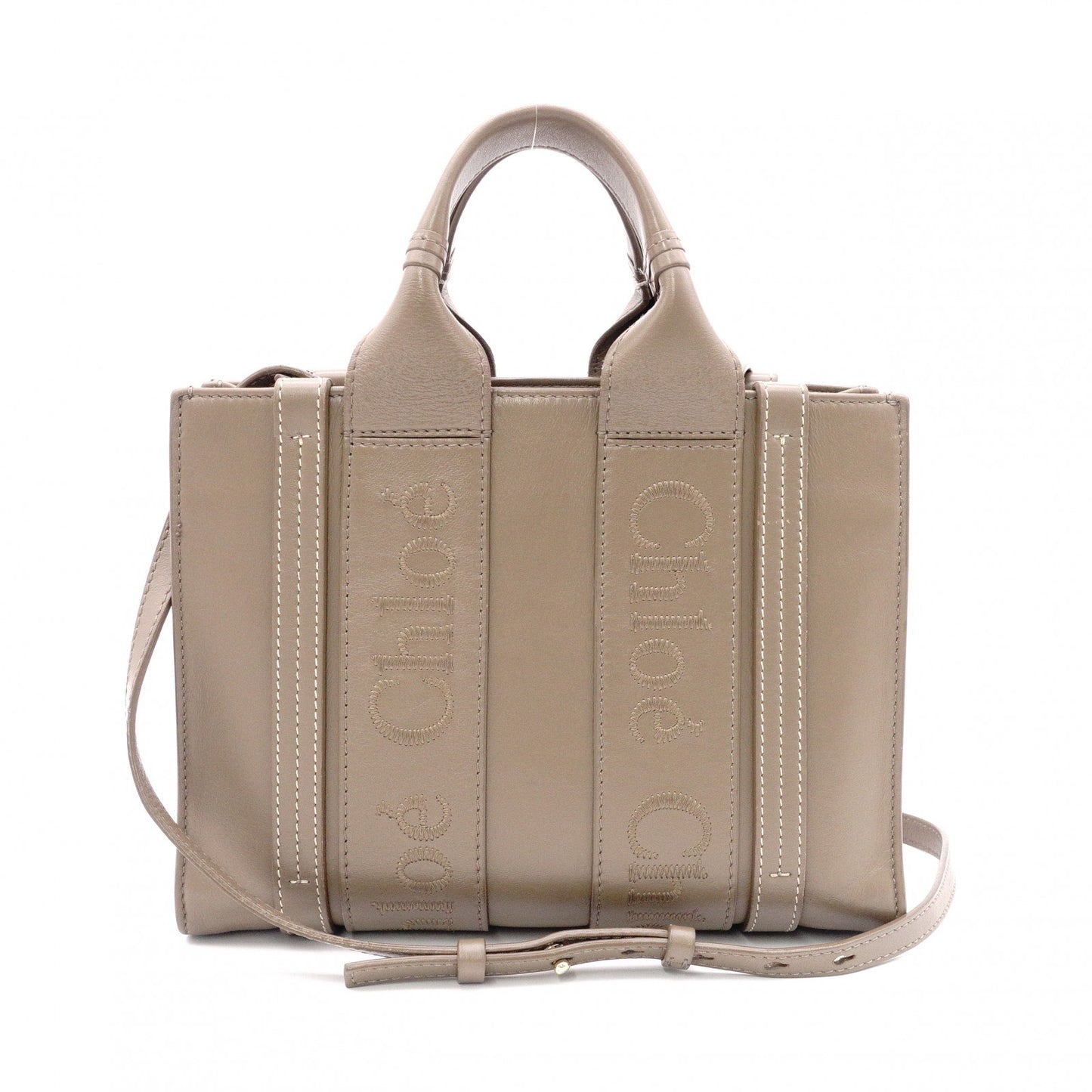 Chloe Woody Shoulder Bag, Leather, Brown, 2-Way Handbag
