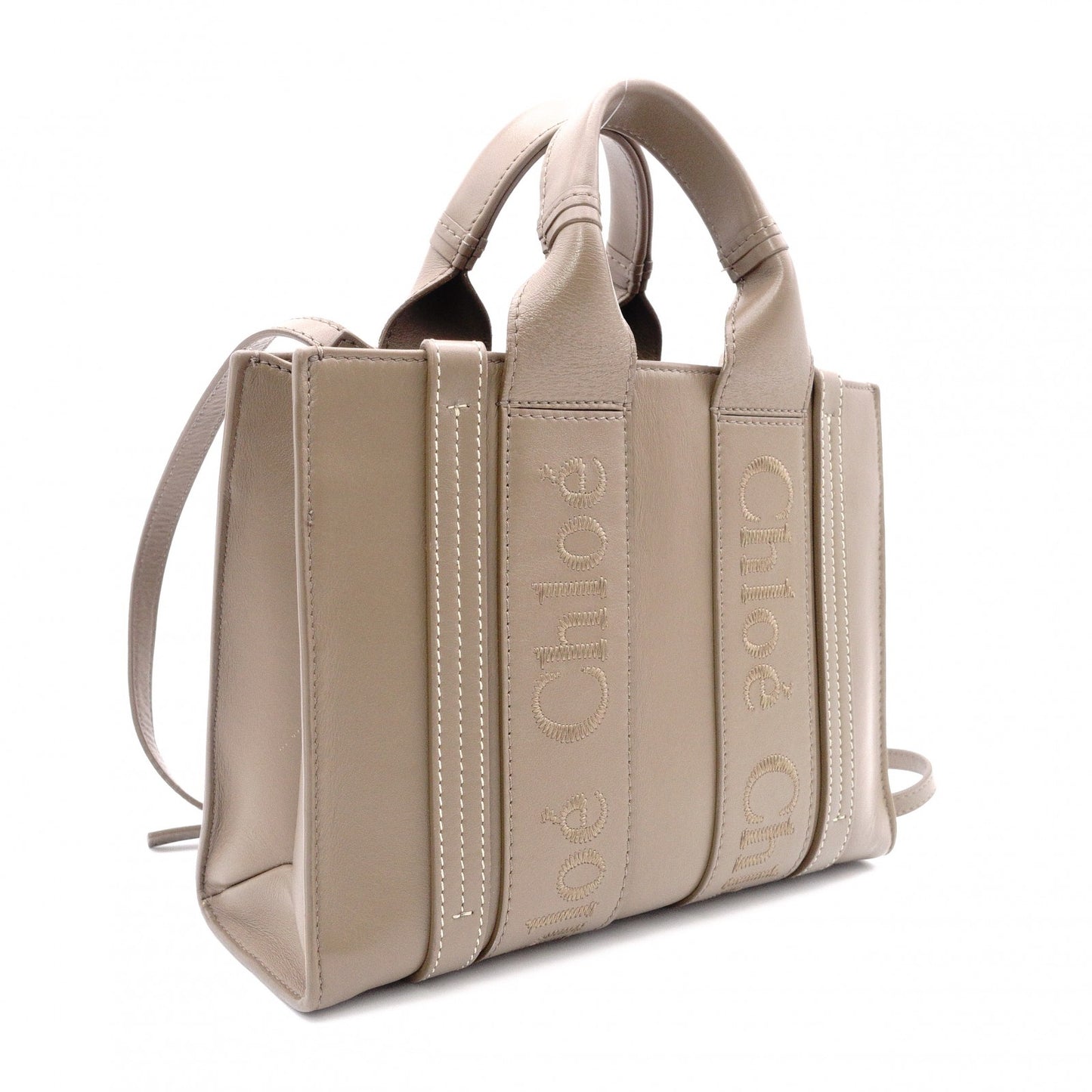 Chloe Woody Shoulder Bag, Leather, Brown, 2-Way Handbag