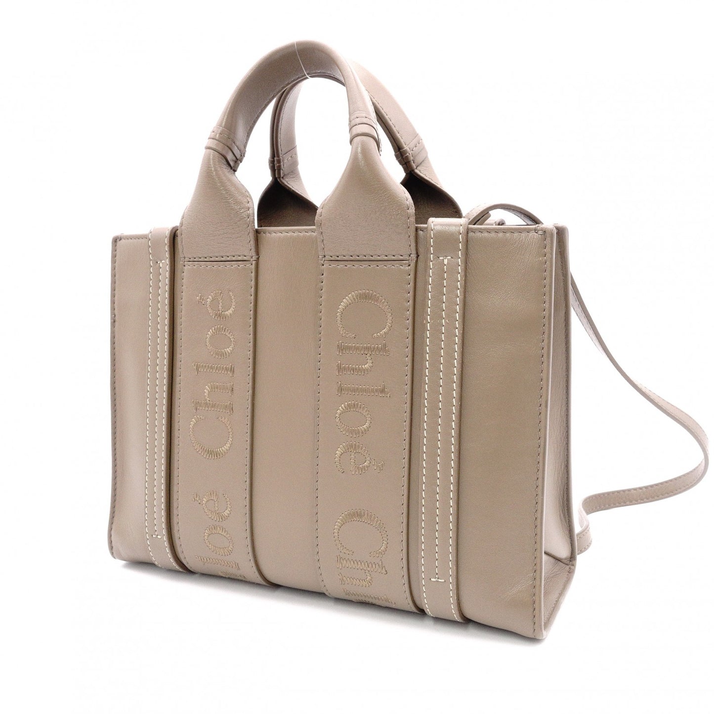 Chloe Woody Shoulder Bag, Leather, Brown, 2-Way Handbag
