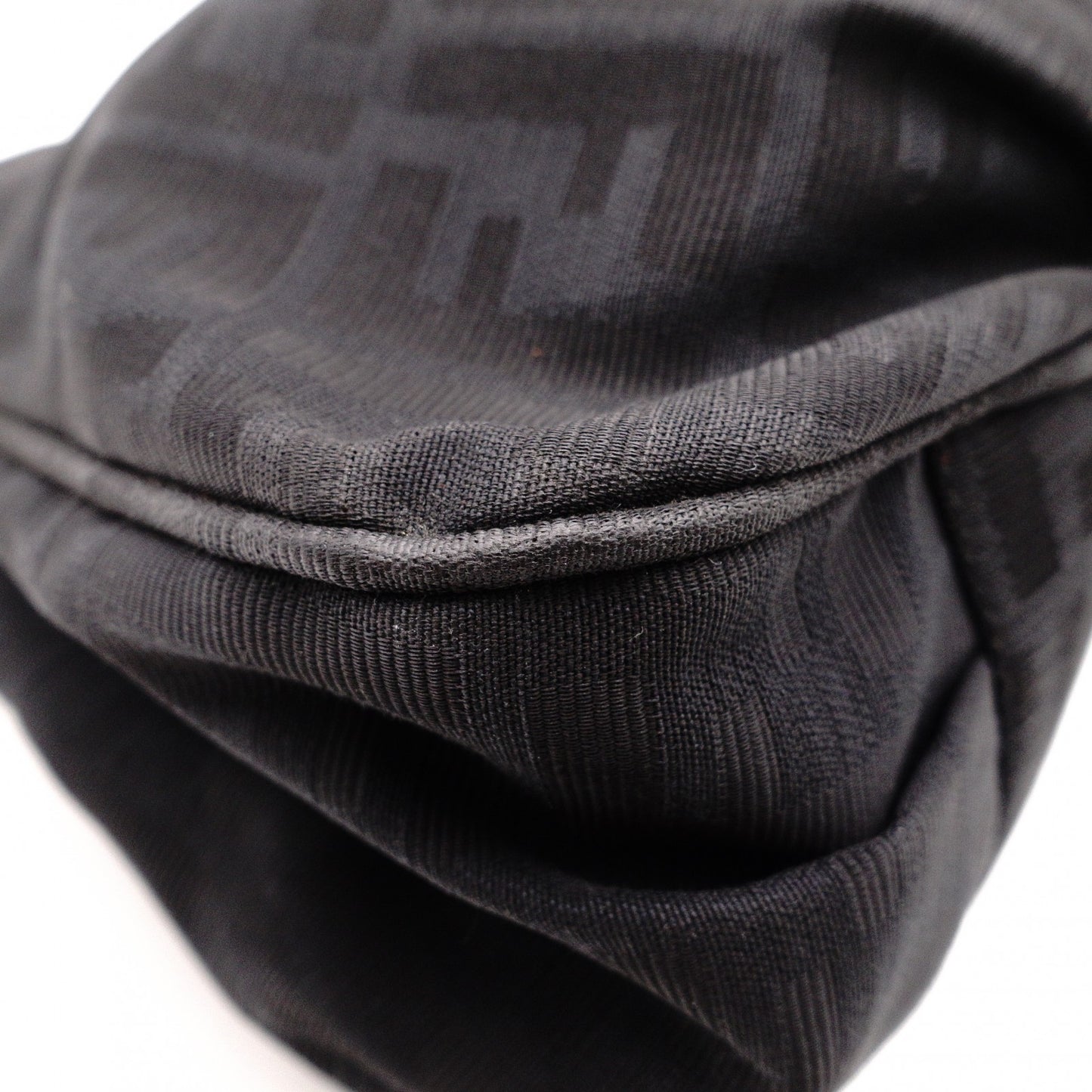 FENDI Mia Chain Bag Zucca Shoulder Bag Nylon/Cotton Black FF Logo