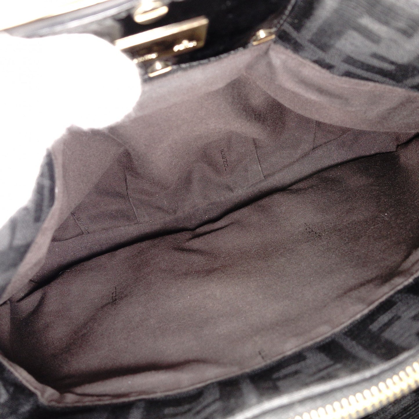 FENDI Mia Chain Bag Zucca Shoulder Bag Nylon/Cotton Black FF Logo