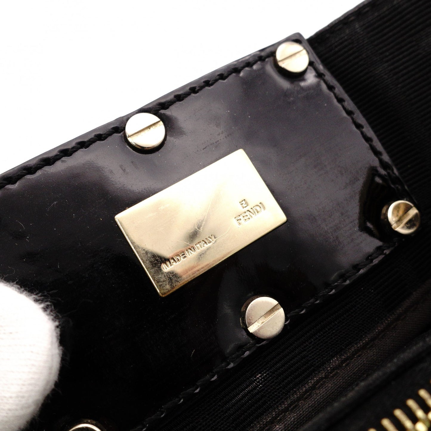 FENDI Mia Chain Bag Zucca Shoulder Bag Nylon/Cotton Black FF Logo