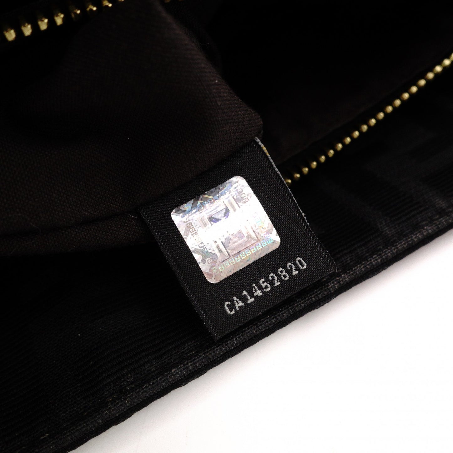 FENDI Mia Chain Bag Zucca Shoulder Bag Nylon/Cotton Black FF Logo