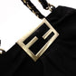 FENDI Mia Chain Bag Zucca Shoulder Bag Nylon/Cotton Black FF Logo