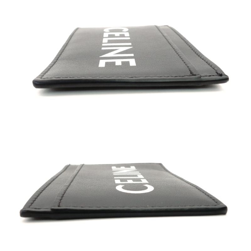 CELINE Pass Case Leather Black × White Black Card Case Business Card Holder R801016