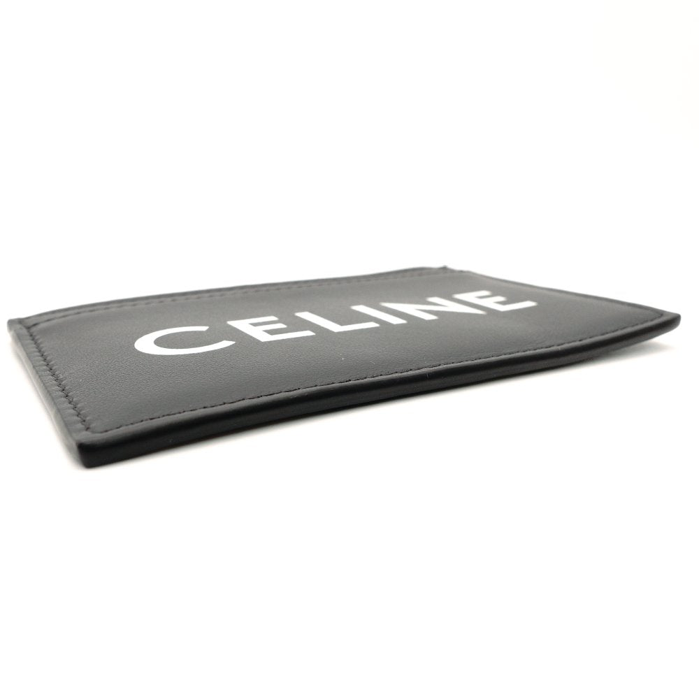 CELINE Pass Case Leather Black × White Black Card Case Business Card Holder R801016