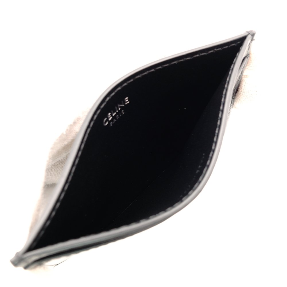 CELINE Pass Case Leather Black × White Black Card Case Business Card Holder R801016