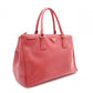 PRADA Galleria Saffiano Leather Handbag, Red, 2-Way, Triangle Logo