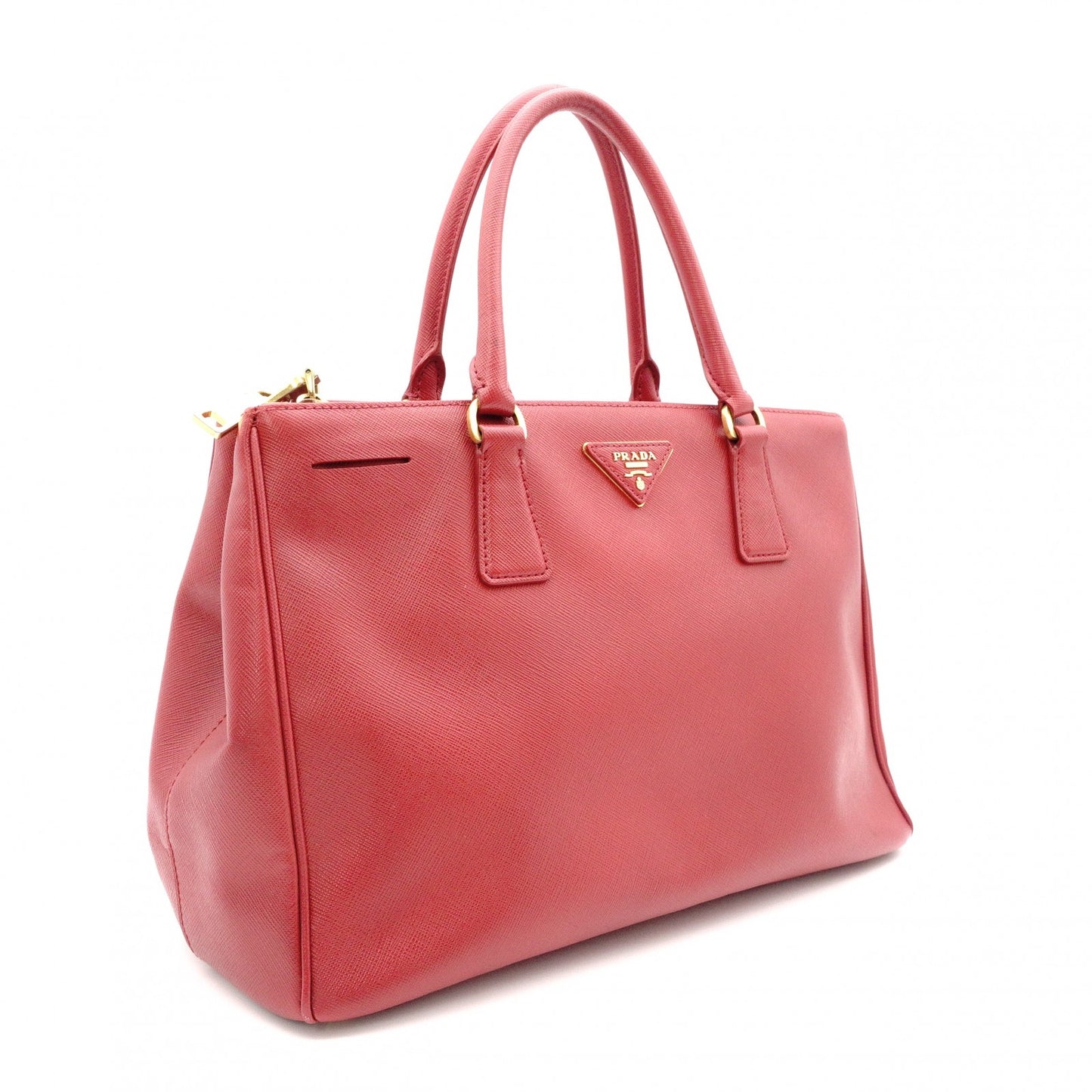 PRADA Galleria Saffiano Leather Handbag, Red, 2-Way, Triangle Logo