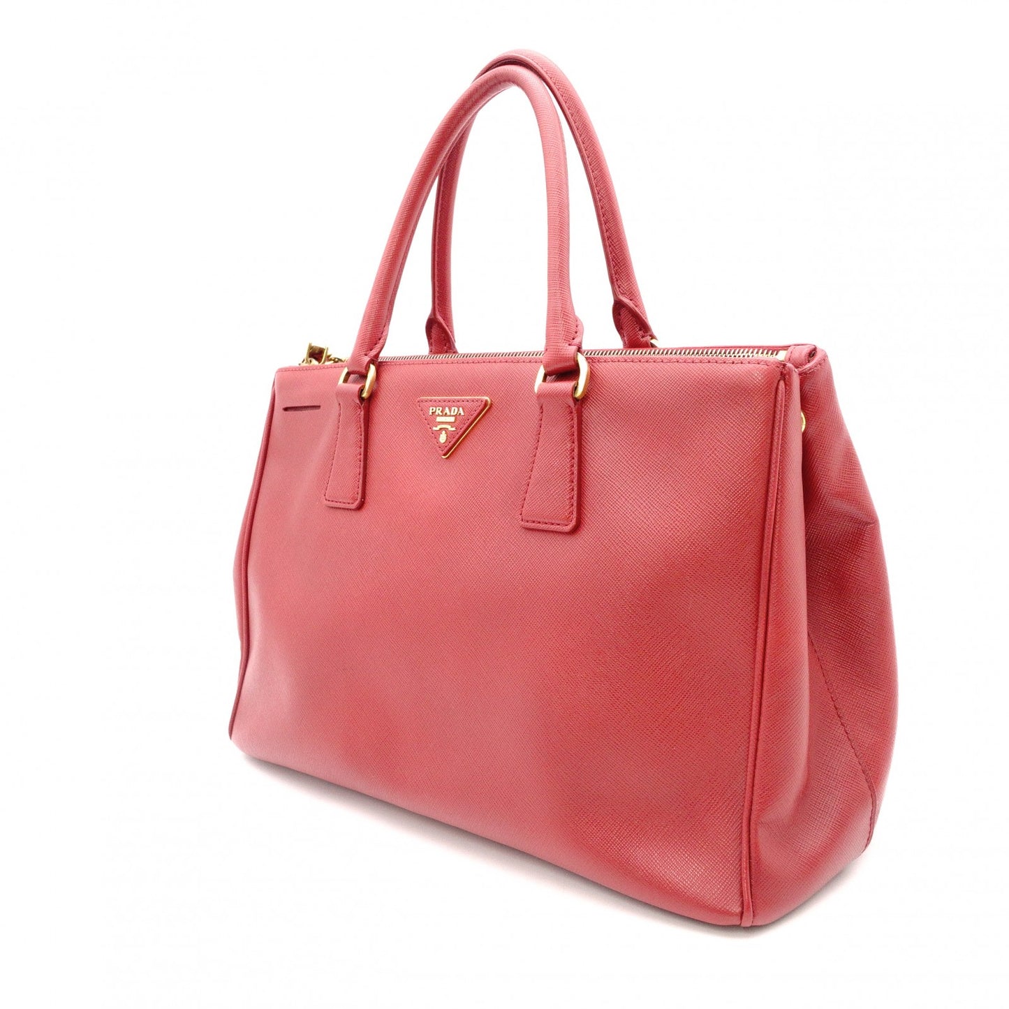 PRADA Galleria Saffiano Leather Handbag, Red, 2-Way, Triangle Logo
