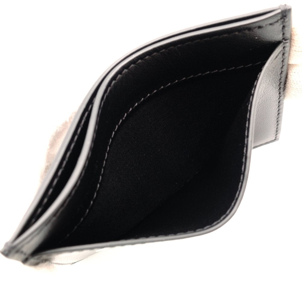 CELINE Pass Case Leather Black × White Black Card Case Business Card Holder R801016