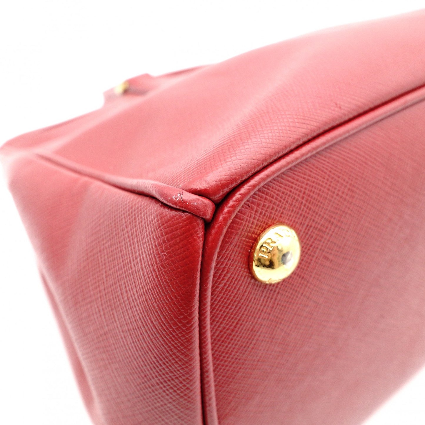 PRADA Galleria Saffiano Leather Handbag, Red, 2-Way, Triangle Logo