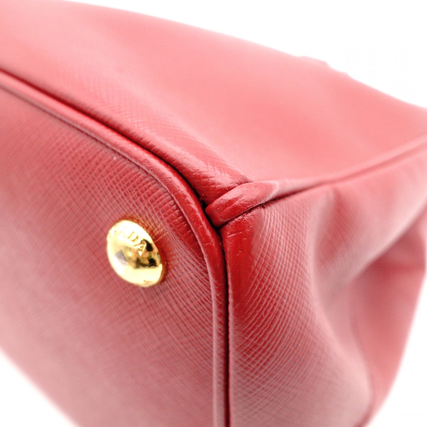 PRADA Galleria Saffiano Leather Handbag, Red, 2-Way, Triangle Logo