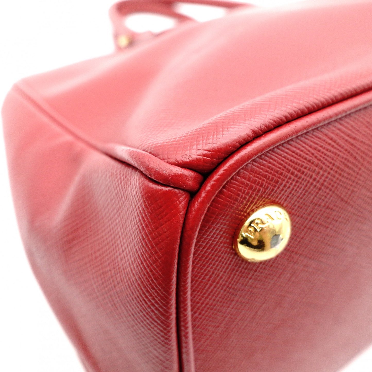 PRADA Galleria Saffiano Leather Handbag, Red, 2-Way, Triangle Logo