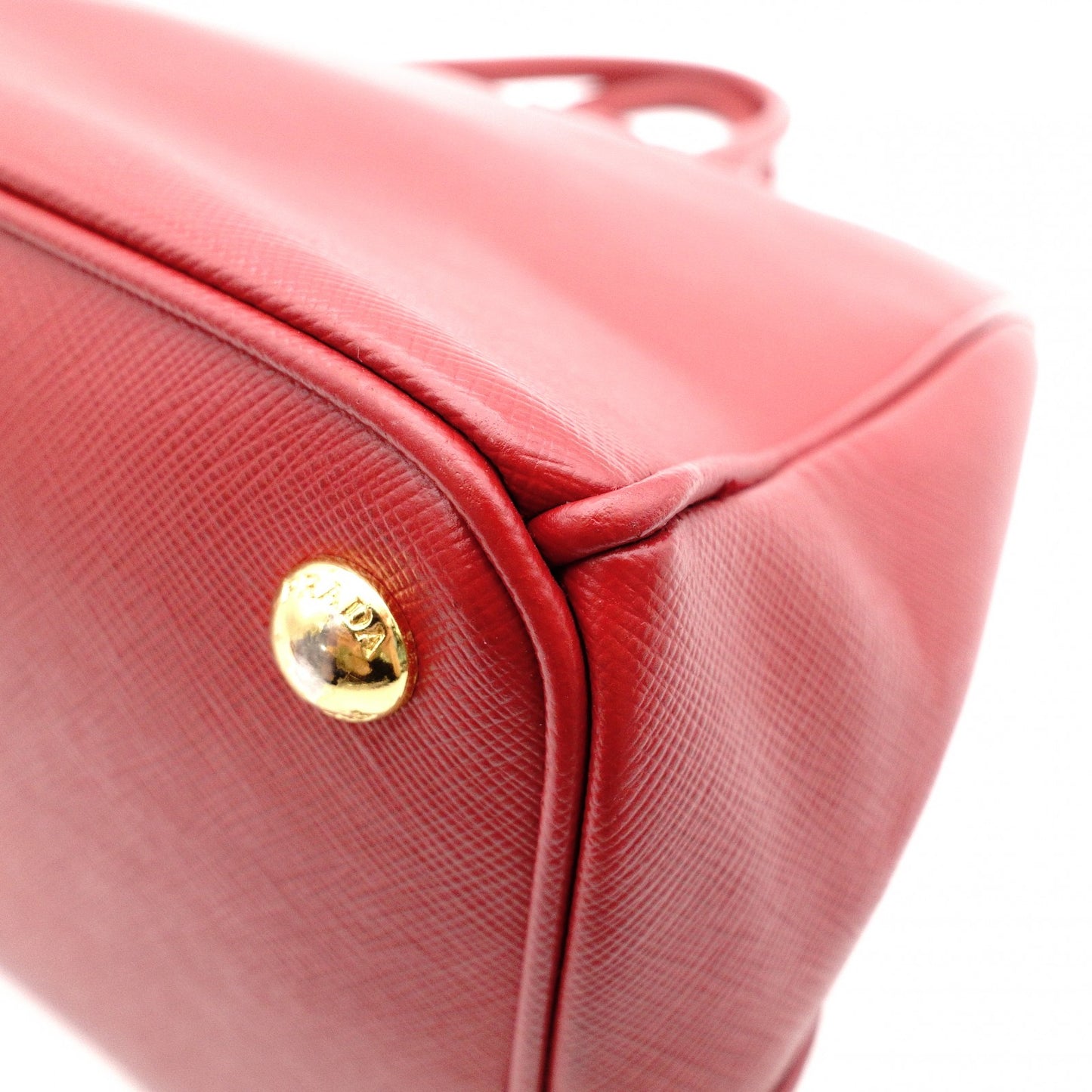 PRADA Galleria Saffiano Leather Handbag, Red, 2-Way, Triangle Logo