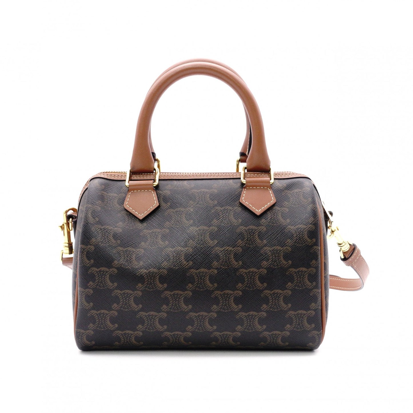 CELINE Triomphe Handbag, 2-Way Shoulder Bag, PVC/Leather, Brown, Women's
