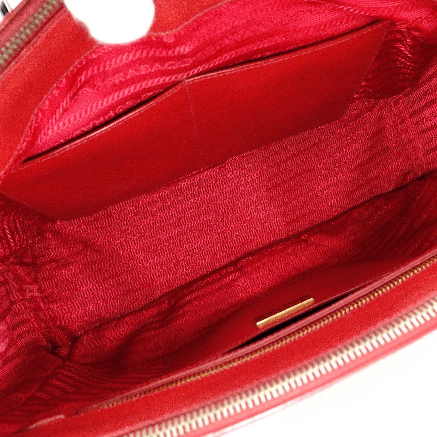 PRADA Galleria Saffiano Leather Handbag, Red, 2-Way, Triangle Logo