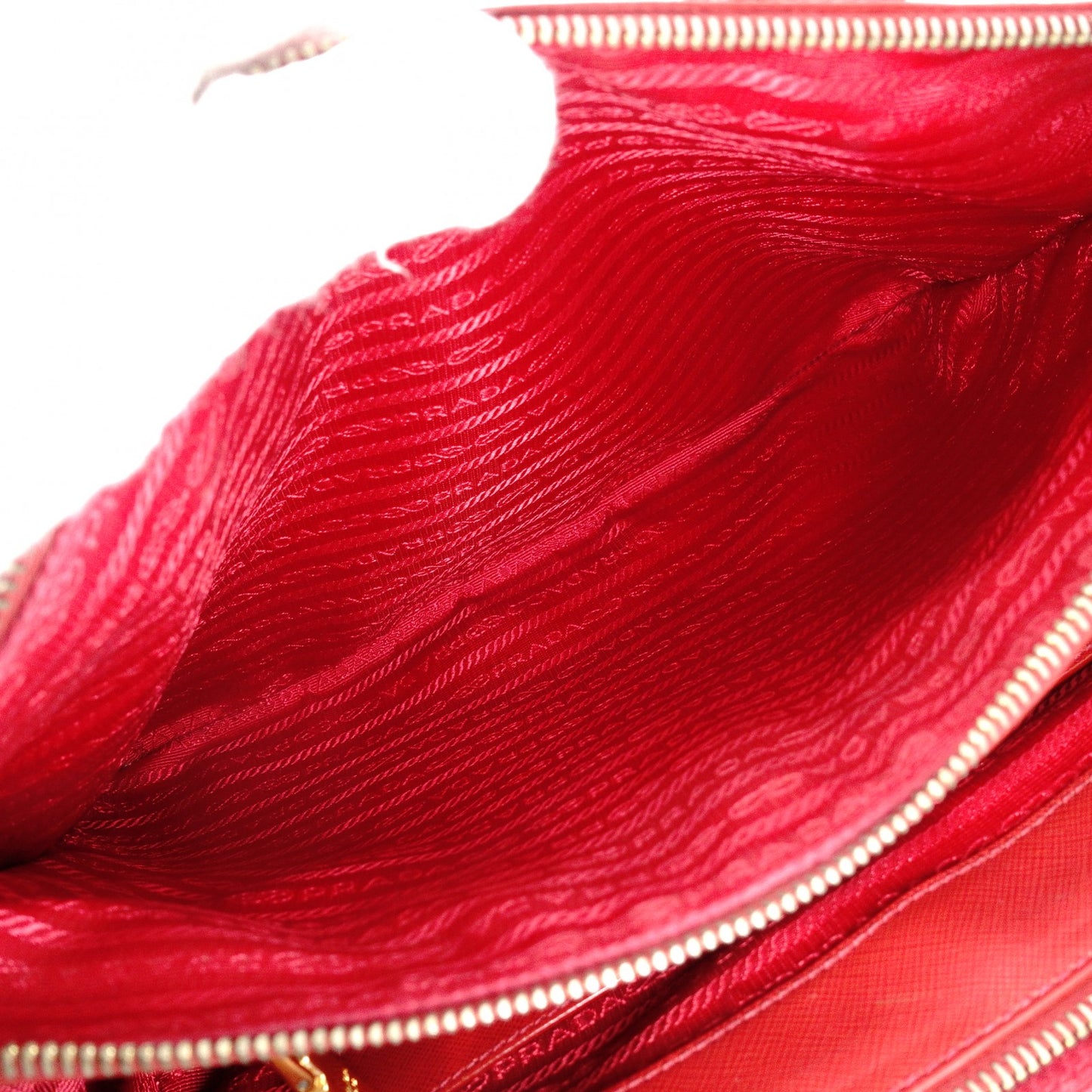 PRADA Galleria Saffiano Leather Handbag, Red, 2-Way, Triangle Logo