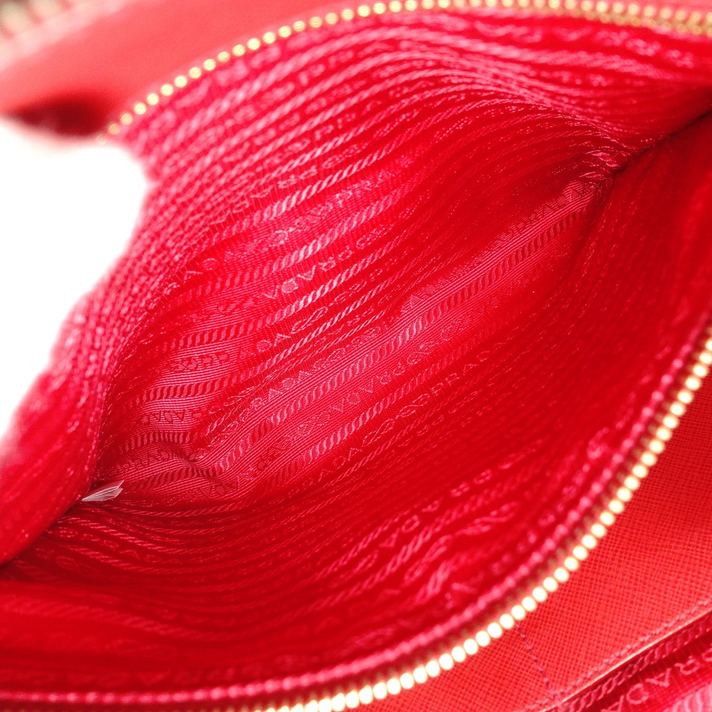 PRADA Galleria Saffiano Leather Handbag, Red, 2-Way, Triangle Logo