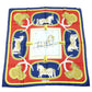 HERMES Carré 90 Grand Apparat Dressed Horses Navy-toned 100% Silk Boxed Scarf Stole 7-10-635