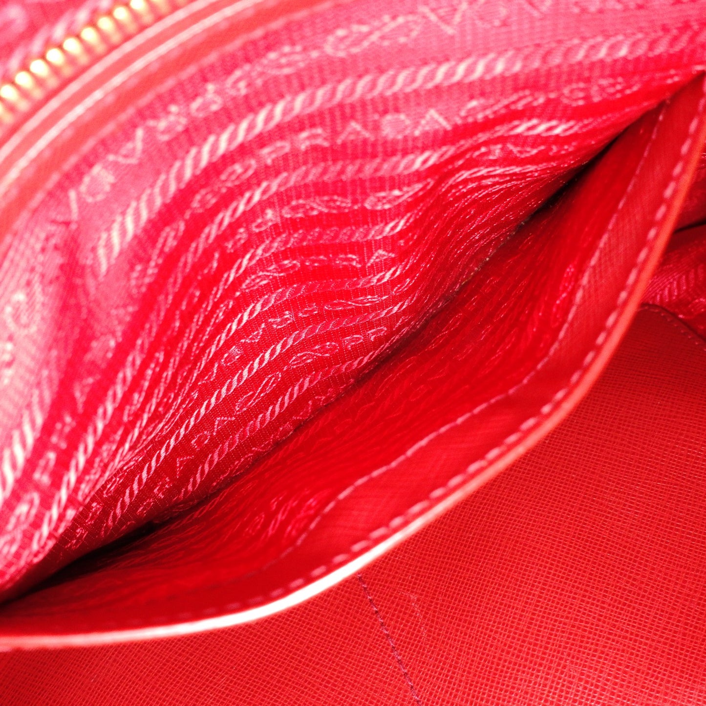 PRADA Galleria Saffiano Leather Handbag, Red, 2-Way, Triangle Logo