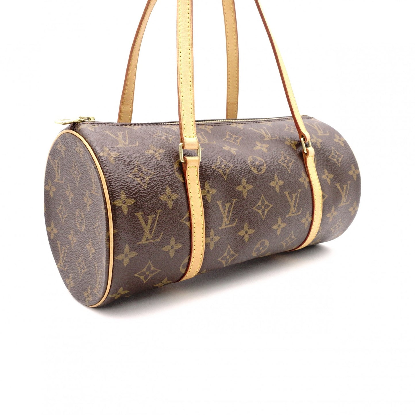 LOUIS VUITTON Papillon 30 Monogram Canvas Shoulder Bag (PVC/Leather, Brown), with Pouch