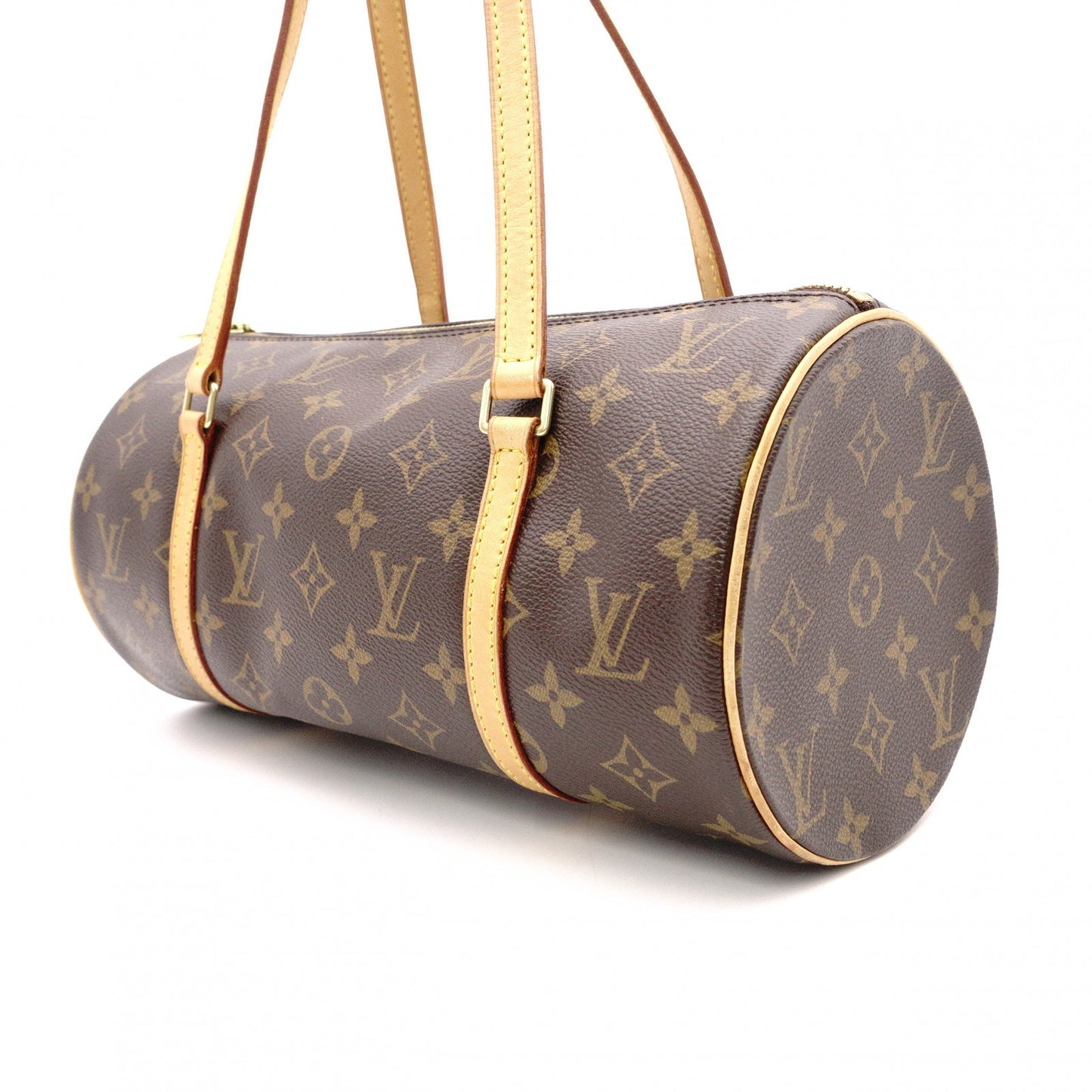 LOUIS VUITTON Papillon 30 Monogram Canvas Shoulder Bag (PVC/Leather, Brown), with Pouch