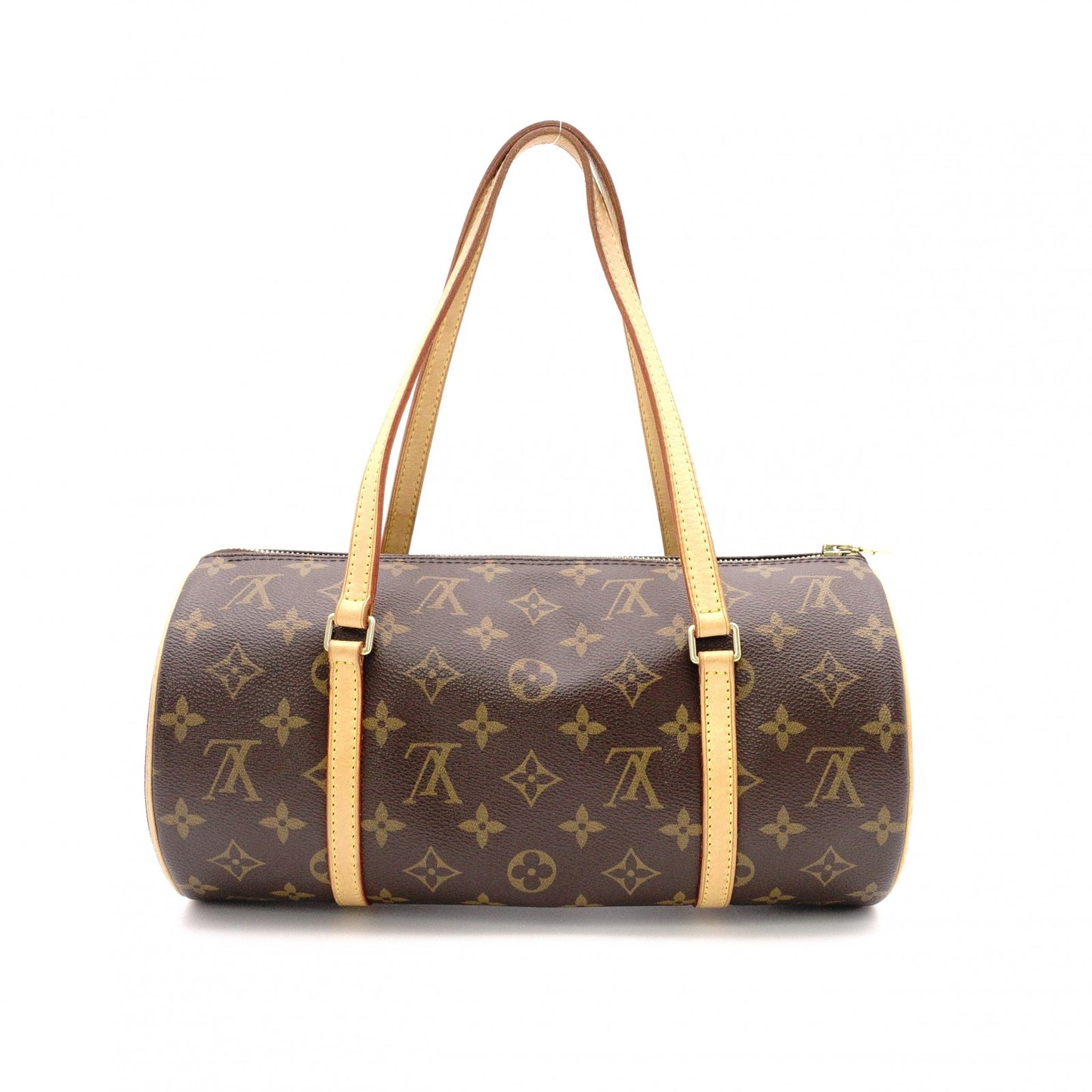 LOUIS VUITTON Papillon 30 Monogram Canvas Shoulder Bag (PVC/Leather, Brown), with Pouch