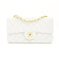 CHANEL Matelassé Double Flap Chain Shoulder Bag White Lambskin Leather Gold Hardware 7-12-331