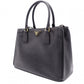 PRADA Galleria Saffiano Lux Handbag, Leather, Black, 2-Way, Gold Hardware, Crossbody