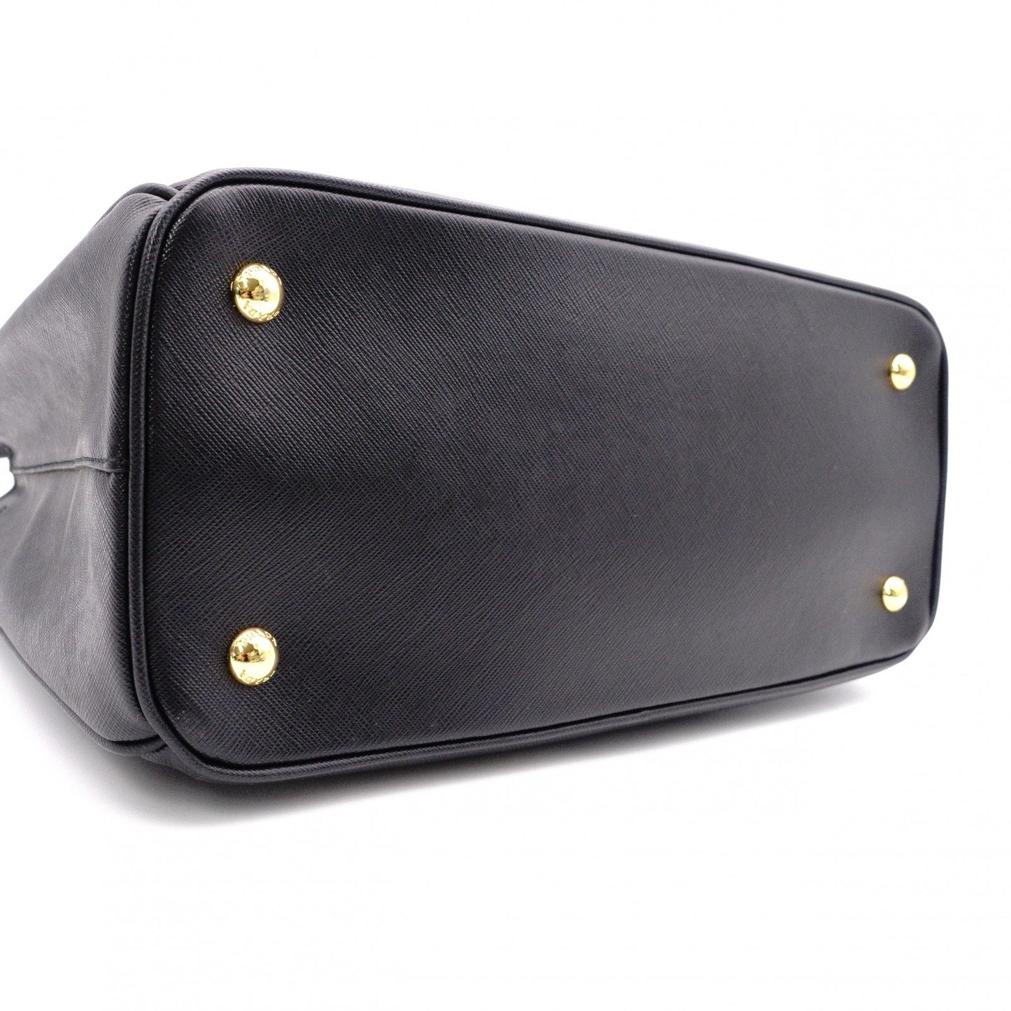 PRADA Galleria Saffiano Lux Handbag, Leather, Black, 2-Way, Gold Hardware, Crossbody