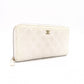CHANEL Matelassé Long Wallet, Caviar Leather, White with Gold Hardware