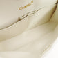 CHANEL Matelassé Double Flap Chain Shoulder Bag White Lambskin Leather Gold Hardware 7-12-331