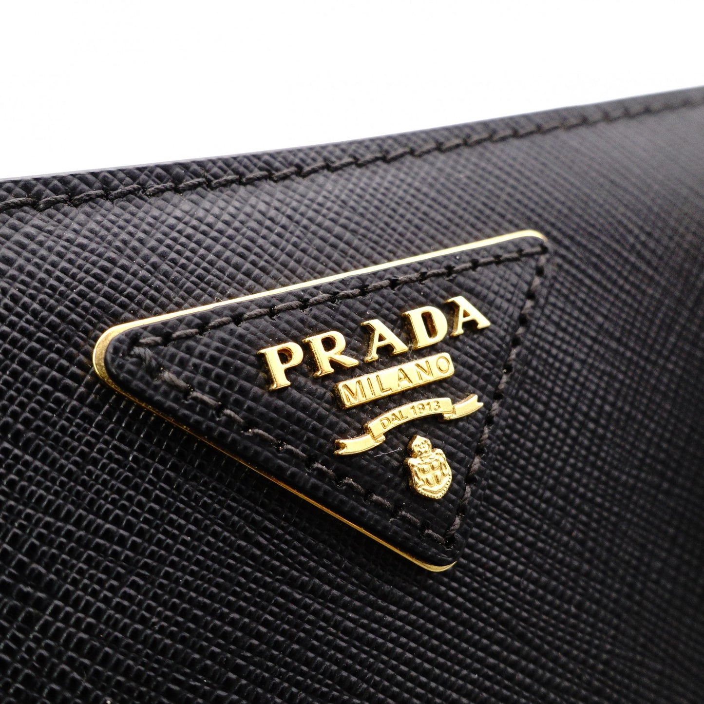 PRADA Galleria Saffiano Lux Handbag, Leather, Black, 2-Way, Gold Hardware, Crossbody
