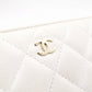 CHANEL Matelassé Long Wallet, Caviar Leather, White with Gold Hardware