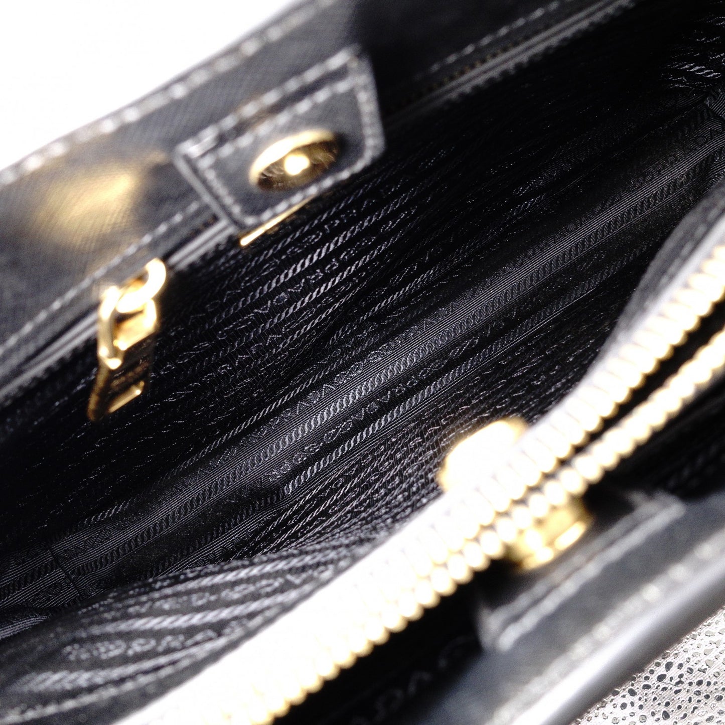 PRADA Galleria Saffiano Lux Handbag, Leather, Black, 2-Way, Gold Hardware, Crossbody