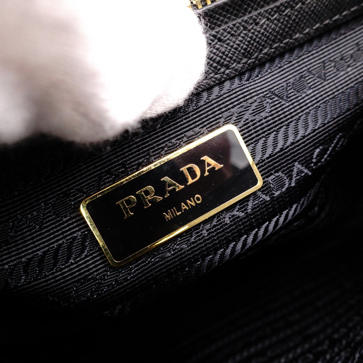 PRADA Galleria Saffiano Lux Handbag, Leather, Black, 2-Way, Gold Hardware, Crossbody