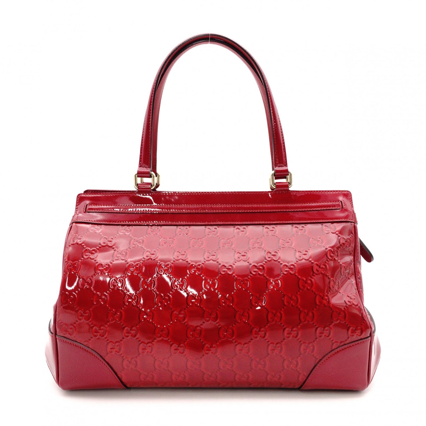 GUCCI Shima Mayfair Shoulder Bag, Patent Leather, Red Tote Bag with Ribbon