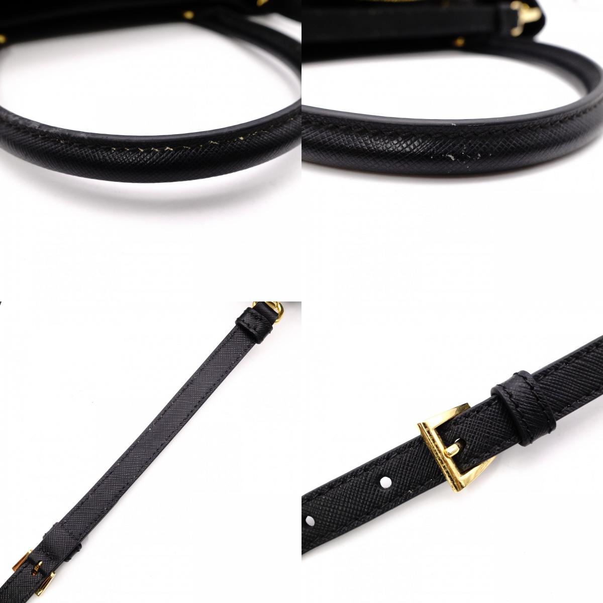PRADA Galleria Saffiano Lux Handbag, Leather, Black, 2-Way, Gold Hardware, Crossbody