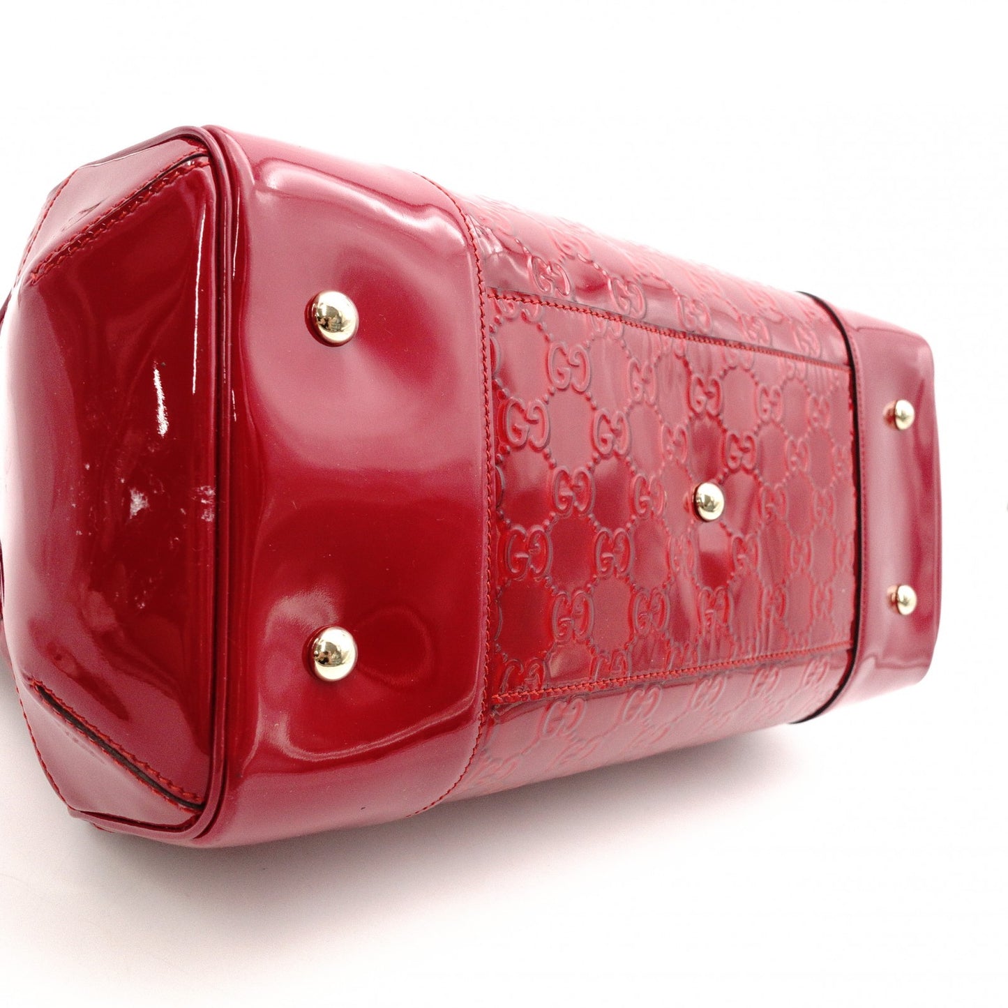 GUCCI Shima Mayfair Shoulder Bag, Patent Leather, Red Tote Bag with Ribbon