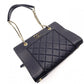 CHANEL Matelassé Chain Shoulder Bag Lambskin Navy Leather Gold Hardware CC Logo 7-12-814