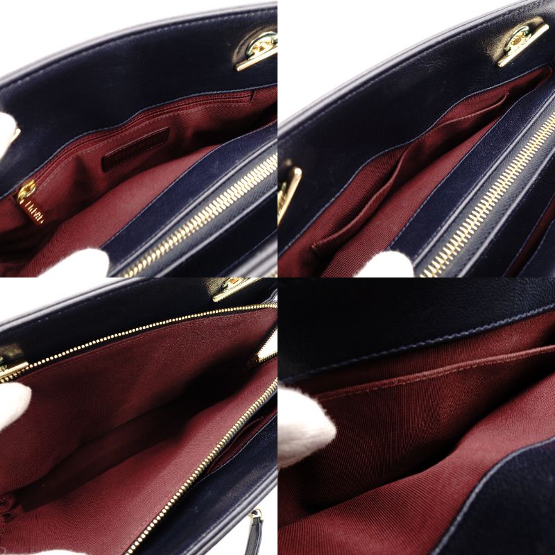 CHANEL Matelassé Chain Shoulder Bag Lambskin Navy Leather Gold Hardware CC Logo 7-12-814