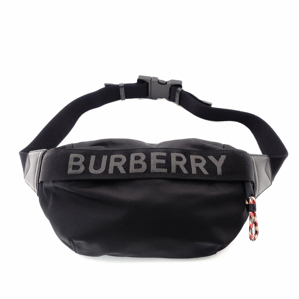 Burberry Body Bag Black Nylon Logo Men's Black Women's 8025668 Waist Bag 7-12-903