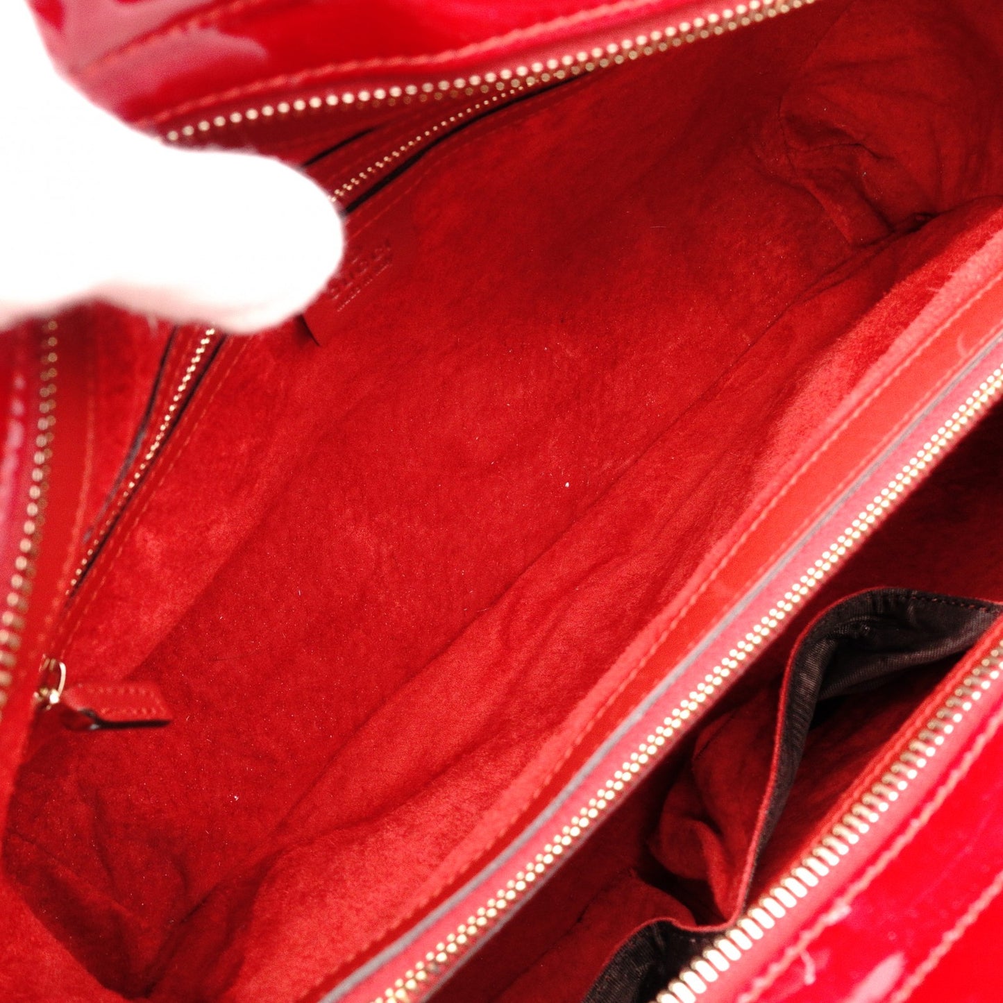GUCCI Shima Mayfair Shoulder Bag, Patent Leather, Red Tote Bag with Ribbon