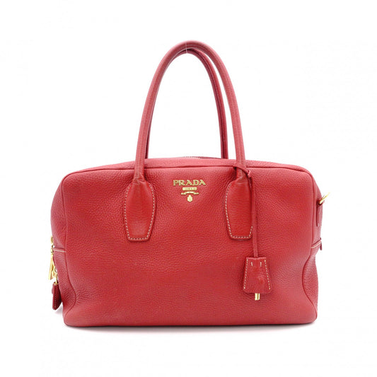 PRADA Vittello Dinosaur Leather Handbag, Leather, Red, Gold Hardware, Shoulder Bag