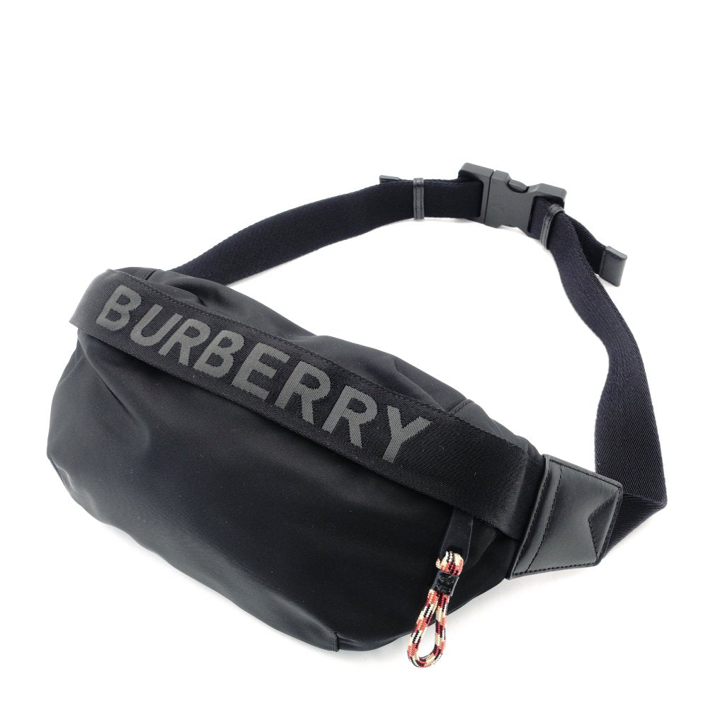 Burberry Body Bag Black Nylon Logo Men's Black Women's 8025668 Waist Bag 7-12-903