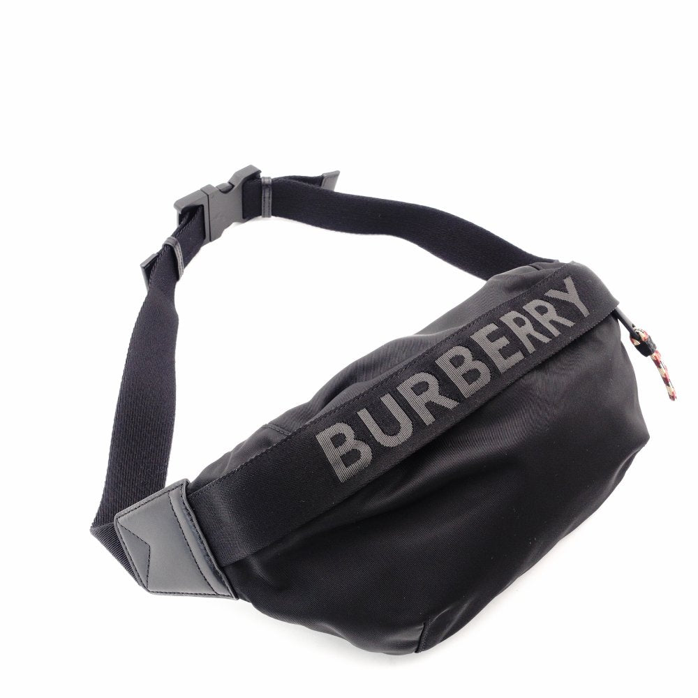 Burberry Body Bag Black Nylon Logo Men's Black Women's 8025668 Waist Bag 7-12-903