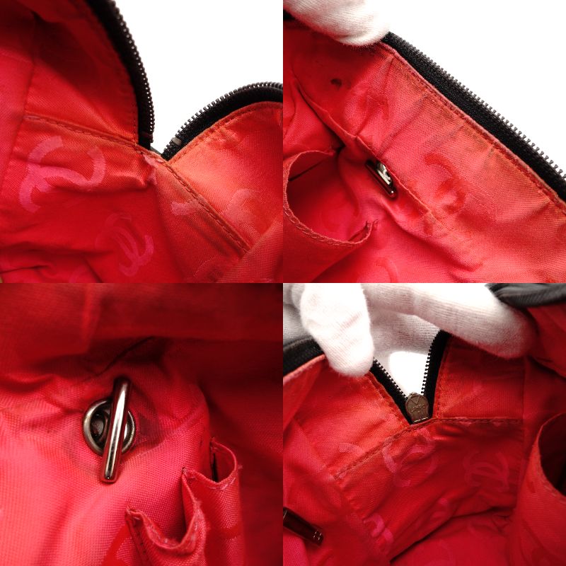 CHANEL Cambon Line Bowling Bag Shoulder Bag Black Leather Lambskin Black CC Logo